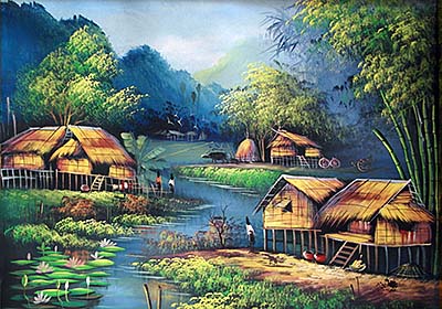 'Painting of a Tribal Village in Thailand' by Asienreisender